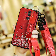 Silicone Candy Rubber Gel Flowers Soft Case Cover for Huawei Mate 20 Lite Red