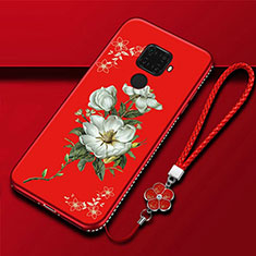 Silicone Candy Rubber Gel Flowers Soft Case Cover for Huawei Mate 30 Lite Red