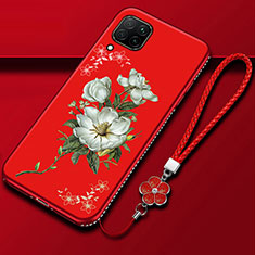 Silicone Candy Rubber Gel Flowers Soft Case Cover for Huawei Nova 7i Red