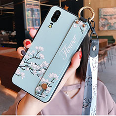 Silicone Candy Rubber Gel Flowers Soft Case Cover for Huawei P20 Cyan