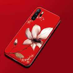 Silicone Candy Rubber Gel Flowers Soft Case Cover for Huawei P30 Pro New Edition Red