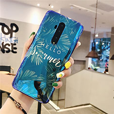 Silicone Candy Rubber Gel Flowers Soft Case Cover for OnePlus 7T Pro 5G Blue