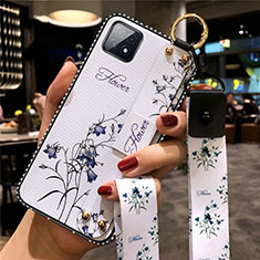 Silicone Candy Rubber Gel Flowers Soft Case Cover for Oppo A72 5G White