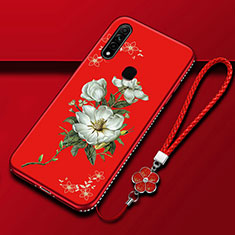 Silicone Candy Rubber Gel Flowers Soft Case Cover for Oppo A8 Red