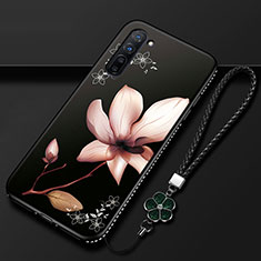 Silicone Candy Rubber Gel Flowers Soft Case Cover for Oppo Find X2 Lite Brown