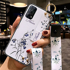 Silicone Candy Rubber Gel Flowers Soft Case Cover for Oppo Find X3 Lite 5G White