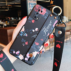 Silicone Candy Rubber Gel Flowers Soft Case Cover for Oppo K7x 5G Black