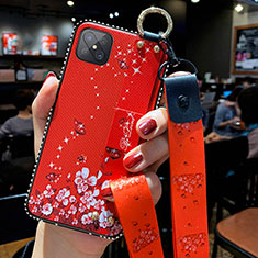 Silicone Candy Rubber Gel Flowers Soft Case Cover for Oppo Reno4 Z 5G Red