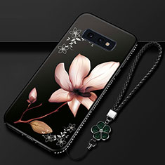 Silicone Candy Rubber Gel Flowers Soft Case Cover for Samsung Galaxy S10e Brown