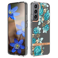 Silicone Candy Rubber Gel Flowers Soft Case Cover for Samsung Galaxy S21 5G Cyan