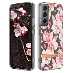 Silicone Candy Rubber Gel Flowers Soft Case Cover for Samsung Galaxy S22 5G Pink