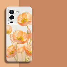 Silicone Candy Rubber Gel Flowers Soft Case Cover for Vivo V25 Pro 5G Orange
