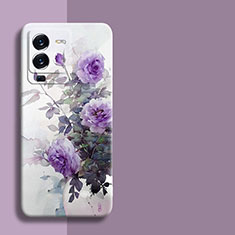Silicone Candy Rubber Gel Flowers Soft Case Cover for Vivo V25 Pro 5G Purple