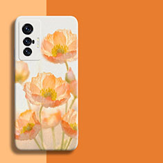Silicone Candy Rubber Gel Flowers Soft Case Cover for Vivo X70 5G Orange