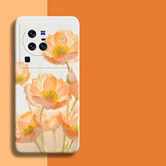 Silicone Candy Rubber Gel Flowers Soft Case Cover for Vivo X80 Pro 5G Orange