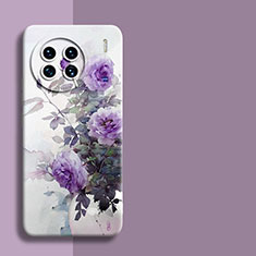 Silicone Candy Rubber Gel Flowers Soft Case Cover for Vivo X90 5G Clove Purple