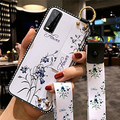 Silicone Candy Rubber Gel Flowers Soft Case Cover for Vivo Y12s White