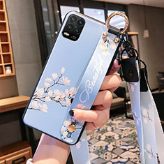 Silicone Candy Rubber Gel Flowers Soft Case Cover for Xiaomi Mi 10 Lite Sky Blue