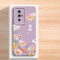 Silicone Candy Rubber Gel Flowers Soft Case Cover for Xiaomi Poco F5 Pro 5G Clove Purple