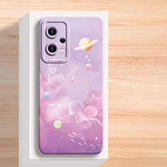 Silicone Candy Rubber Gel Flowers Soft Case Cover for Xiaomi Poco X5 5G Purple