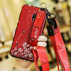 Silicone Candy Rubber Gel Flowers Soft Case Cover for Xiaomi Redmi 8A Red