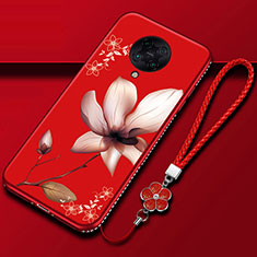 Silicone Candy Rubber Gel Flowers Soft Case Cover for Xiaomi Redmi K30 Pro Zoom Red Wine