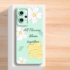 Silicone Candy Rubber Gel Flowers Soft Case Cover for Xiaomi Redmi Note 12 Pro 5G Green