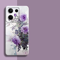 Silicone Candy Rubber Gel Flowers Soft Case Cover for Xiaomi Redmi Note 13 Pro 5G Purple