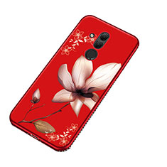 Silicone Candy Rubber Gel Flowers Soft Case Cover H01 for Huawei Mate 20 Lite Red