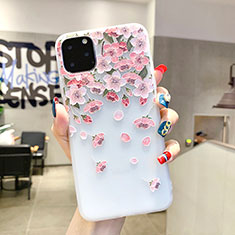 Silicone Candy Rubber Gel Flowers Soft Case Cover H03 for Apple iPhone 11 Pro Max Pink