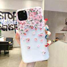 Silicone Candy Rubber Gel Flowers Soft Case Cover H03 for Apple iPhone 11 Pro Pink