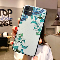 Silicone Candy Rubber Gel Flowers Soft Case Cover H05 for Apple iPhone 11 Blue