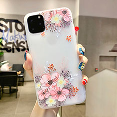 Silicone Candy Rubber Gel Flowers Soft Case Cover H11 for Apple iPhone 11 Pro Max Pink