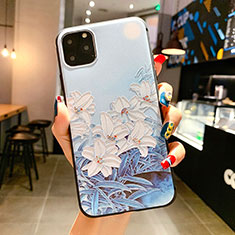 Silicone Candy Rubber Gel Flowers Soft Case Cover H16 for Apple iPhone 11 Pro Sky Blue