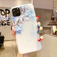 Silicone Candy Rubber Gel Flowers Soft Case Cover H18 for Apple iPhone 11 Pro Sky Blue