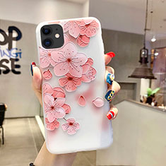 Silicone Candy Rubber Gel Flowers Soft Case Cover H19 for Apple iPhone 11 Pink