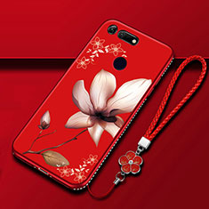 Silicone Candy Rubber Gel Flowers Soft Case Cover K01 for Huawei Honor V20 Red Wine