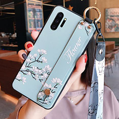 Silicone Candy Rubber Gel Flowers Soft Case Cover K01 for Samsung Galaxy Note 10 Plus 5G Cyan