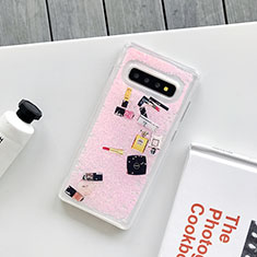 Silicone Candy Rubber Gel Flowers Soft Case Cover K01 for Samsung Galaxy S10 Plus Pink
