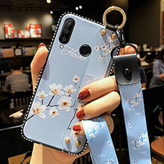 Silicone Candy Rubber Gel Flowers Soft Case Cover K02 for Huawei Honor 20 Lite Sky Blue