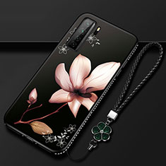Silicone Candy Rubber Gel Flowers Soft Case Cover K02 for Huawei Nova 7 SE 5G Brown