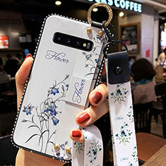 Silicone Candy Rubber Gel Flowers Soft Case Cover K02 for Samsung Galaxy S10 5G White
