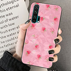 Silicone Candy Rubber Gel Flowers Soft Case Cover K03 for Huawei Honor 20 Pro Pink