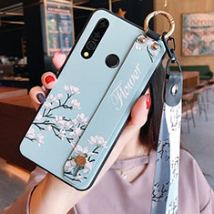 Silicone Candy Rubber Gel Flowers Soft Case Cover K03 for Huawei Honor 20E Sky Blue