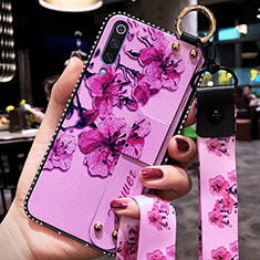 Silicone Candy Rubber Gel Flowers Soft Case Cover K05 for Xiaomi Mi A3 Purple