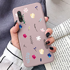 Silicone Candy Rubber Gel Flowers Soft Case Cover K07 for Xiaomi Mi A3 Pink