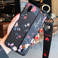 Silicone Candy Rubber Gel Flowers Soft Case Cover K08 for Huawei P20 Black