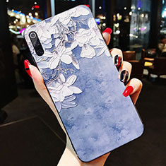 Silicone Candy Rubber Gel Flowers Soft Case Cover K08 for Xiaomi Mi A3 Blue