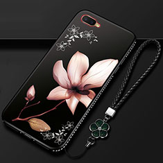 Silicone Candy Rubber Gel Flowers Soft Case Cover M02 for Oppo K1 Brown