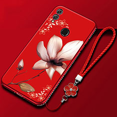 Silicone Candy Rubber Gel Flowers Soft Case Cover S01 for Huawei Honor 10 Lite Red Wine